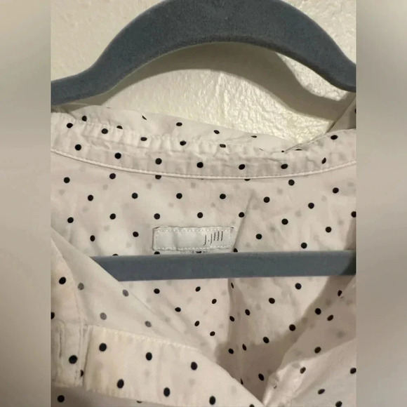 J.Jill White And Black Polka Dot Button Down Oversized Blouse - Picture 8 of 11